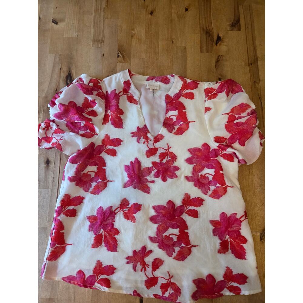 Entro Floral Puff Sleeve Blouse size M